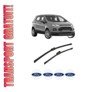 Set stergatoare auto FORD ECOSPORT din 2012-2022, pentru parbriz auto, 2 bucati, Bosch Aerotwin, din cauciuc siliconat rezistent, 4 Stickere Auto FORD