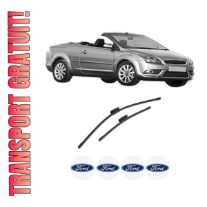 Set stergatoare auto FORD FOCUS II Convertible din 2006-2010, pentru parbriz auto, 2 bucati, Bosch Aerotwin Multi, din cauciuc siliconat rezistent, 4 Stickere Auto FORD