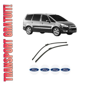Set stergatoare auto FORD GALAXY MK II VAN (WA6) din 2006-2015, pentru parbriz auto, 2 bucati, Bosch Aerotwin, din cauciuc siliconat rezistent, 4 Stickere Auto FORD