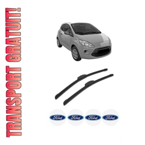 Set stergatoare auto FORD KA din 2008, pentru parbriz auto, 2 bucati, Bosch Aerotwin Retrofit, din cauciuc siliconat rezistent, 4 Stickere Auto FORD