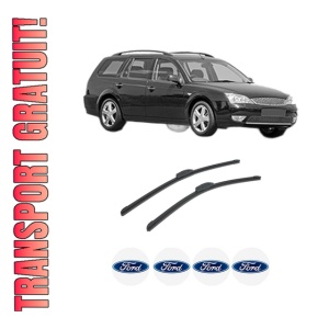 Set stergatoare auto FORD MONDEO III Turnier (BWY) din 2000-2007, pentru parbriz auto, 2 bucati, Bosch Aerotwin Retrofit, din cauciuc siliconat rezistent, 4 Stickere Auto FORD