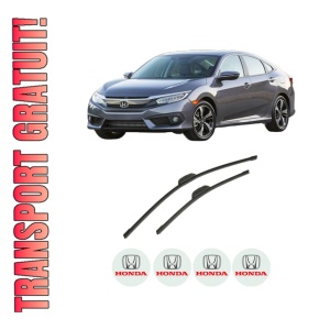 Set stergatoare auto HONDA CIVIC X Hatchback (FC_, FK_) din 2017-2022, pentru parbriz auto, 2 bucati, Bosch Aerotwin Retrofit, din cauciuc siliconat rezistent, 4 Stickere Auto HONDA