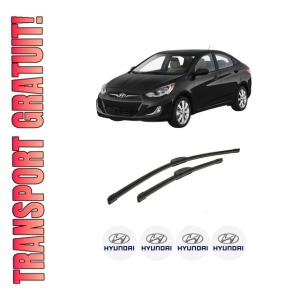Set stergatoare auto HYUNDAI ACCENT IV (RB) din 2010-2018, pentru parbriz auto, 2 bucati, Bosch Aerotwin Retrofit, din cauciuc siliconat rezistent, 4 Stickere Auto HYUNDAI