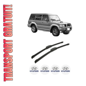 Set stergatoare auto HYUNDAI GALLOPER II (JK-01) din 1998-2003, pentru parbriz auto, 2 bucati, Bosch Aerotwin Retrofit, din cauciuc siliconat rezistent, 4 Stickere Auto HYUNDAI