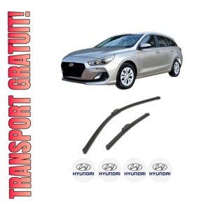 Set stergatoare auto HYUNDAI i30 Kombi Van (GDE, GD) din 2015-2017, pentru parbriz auto, 2 bucati, Bosch Aerotwin Retrofit, din cauciuc siliconat rezistent, 4 Stickere Auto HYUNDAI