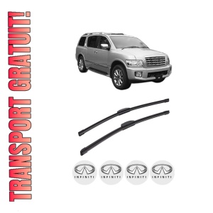Set stergatoare auto INFINITI QX56 din 2003-2014, pentru parbriz auto, 2 bucati, Bosch Aerotwin Retrofit, din cauciuc siliconat rezistent, 4 Stickere Auto INFINITI