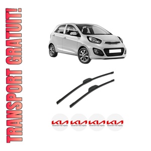 Set stergatoare auto KIA PICANTO II (TA) din 2011-2017, pentru parbriz auto, 2 bucati, Bosch Aerotwin Retrofit, din cauciuc siliconat rezistent, 4 Stickere Auto KIA