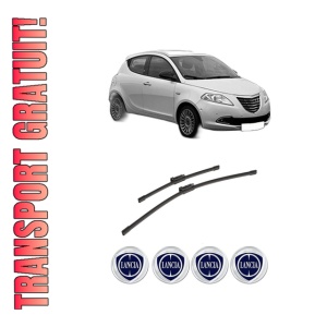Set stergatoare auto LANCIA YPSILON (312_) din 2011-2021, pentru parbriz auto, 2 bucati, Bosch Aerotwin, din cauciuc siliconat rezistent, 4 Stickere Auto LANCIA
