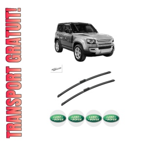 Set stergatoare auto LAND ROVER DEFENDER Station Wagon (L663) din 2019-2023, pentru parbriz auto, 2 bucati, Bosch Aerotwin, din cauciuc siliconat rezistent, 4 Stickere Auto LAND ROVER