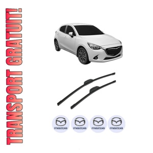 Set stergatoare auto MAZDA 2 Hatchback (DL, DJ) din 2014-2021, pentru parbriz auto, 2 bucati, Bosch Aerotwin Retrofit, din cauciuc siliconat rezistent, 4 Stickere Auto MAZDA