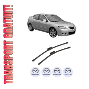 Set stergatoare auto MAZDA 3 Saloon (BK) din 2003-2009, pentru parbriz auto, 2 bucati, Bosch Aerotwin Multi, din cauciuc siliconat rezistent, 4 Stickere Auto MAZDA
