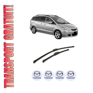 Set stergatoare auto MAZDA 5 (CR) din 2005-2010, pentru parbriz auto, 2 bucati, Bosch Aerotwin Retrofit, din cauciuc siliconat rezistent, 4 Stickere Auto MAZDA
