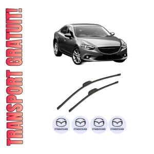 Set stergatoare auto MAZDA 6 Saloon (GJ, GL) din 2012-2020, pentru parbriz auto, 2 bucati, Bosch Aerotwin, din cauciuc siliconat rezistent, 4 Stickere Auto MAZDA