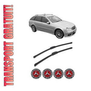 Set stergatoare auto MERCEDES-BENZ C-CLASS T-Model (S203) din 2001-2007, pentru parbriz auto, 2 bucati, Bosch Aerotwin Retrofit, din cauciuc siliconat rezistent, 4 Stickere Auto MERCEDES-BENZ