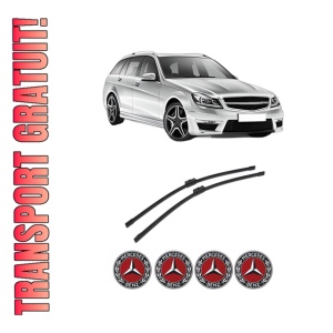 Set stergatoare auto MERCEDES-BENZ C-CLASS T-Model (S204) din 2007-2014, pentru parbriz auto, 2 bucati, Bosch Aerotwin, din cauciuc siliconat rezistent, 4 Stickere Auto MERCEDES-BENZ