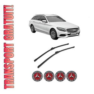 Set stergatoare auto MERCEDES-BENZ C-CLASS T-Model (S205) din 2014-2021, pentru parbriz auto, 2 bucati, Bosch Aerotwin, din cauciuc siliconat rezistent, 4 Stickere Auto MERCEDES-BENZ