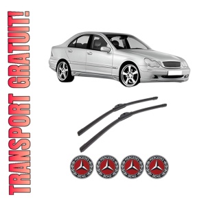 Set stergatoare auto MERCEDES-BENZ C-CLASS (W203) din 2000-2007, pentru parbriz auto, 2 bucati, Bosch Aerotwin, din cauciuc siliconat rezistent, 4 Stickere Auto MERCEDES-BENZ