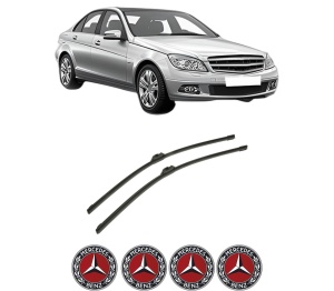 Set stergatoare auto MERCEDES-BENZ C-CLASS (W204) din 2007-2014, pentru parbriz auto, 2 bucati, Bosch Aerotwin, din cauciuc siliconat rezistent, 4 Stickere Auto MERCEDES-BENZ - Img 2