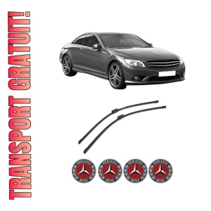 Set stergatoare auto MERCEDES-BENZ S-CLASS Coupe (C216) din 2006-2013, pentru parbriz auto, 2 bucati, Bosch Aerotwin, din cauciuc siliconat rezistent, 4 Stickere Auto MERCEDES-BENZ