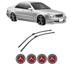 Set stergatoare auto MERCEDES-BENZ S-CLASS (W220, V220) din 1998-2005, pentru parbriz auto, 2 bucati, Bosch Aerotwin, din cauciuc siliconat rezistent, 4 Stickere Auto MERCEDES-BENZ - Img 2