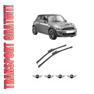 Set stergatoare auto MINI MINI (R56) din 2006-2013, pentru parbriz auto, 2 bucati, Bosch Aerotwin, din cauciuc siliconat rezistent, 4 Stickere Auto MINI