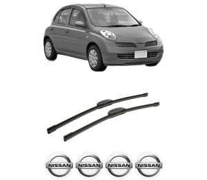 Set stergatoare auto NISSAN MICRA III (K12) din 2002-2010, pentru parbriz auto, 2 bucati, Bosch Aerotwin Retrofit, din cauciuc siliconat rezistent, 4 Stickere Auto NISSAN - Img 2