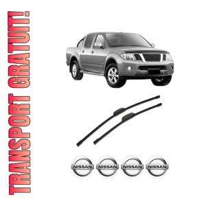 Set stergatoare auto NISSAN NAVARA NP300 (D40) din 2005-2016, pentru parbriz auto, 2 bucati, Bosch Aerotwin Retrofit, din cauciuc siliconat rezistent, 4 Stickere Auto NISSAN
