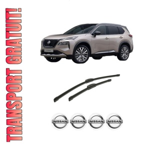 Set stergatoare auto NISSAN X-TRAIL IV (T33) din 2022, pentru parbriz auto, 2 bucati, Bosch Aerotwin Retrofit, din cauciuc siliconat rezistent, 4 Stickere Auto NISSAN