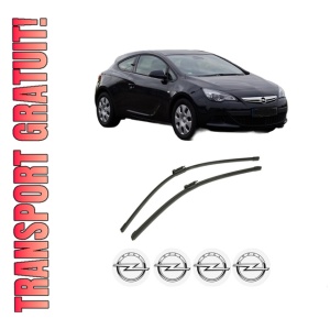 Set stergatoare auto OPEL ASTRA J GTC din 2011-2018, pentru parbriz auto, 2 bucati, Bosch Aerotwin, din cauciuc siliconat rezistent, 4 Stickere Auto OPEL