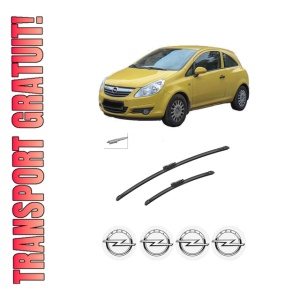 Set stergatoare auto OPEL CORSA D Hatchback Van (S07) din 2006-2014, pentru parbriz auto, 2 bucati, Bosch Aerotwin, din cauciuc siliconat rezistent, 4 Stickere Auto OPEL