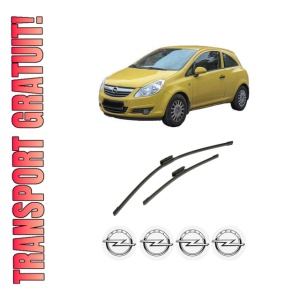 Set stergatoare auto OPEL CORSA D Hatchback Van (S07) din 2006-2014, pentru parbriz auto, 2 bucati, Bosch Aerotwin Multi, din cauciuc siliconat rezistent, 4 Stickere Auto OPEL