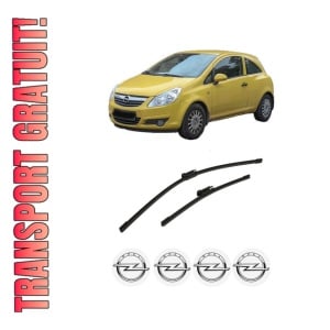 Set stergatoare auto OPEL CORSA D Hatchback Van (S07) din 2006-2014, pentru parbriz auto, 2 bucati, Bosch Aerotwin Multi, din cauciuc siliconat rezistent, 4 Stickere Auto OPEL