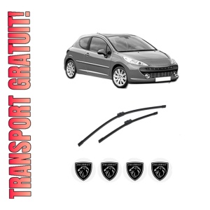 Set stergatoare auto PEUGEOT 207 (WA_, WC_) din 2006-2015, pentru parbriz auto, 2 bucati, Bosch Aerotwin, din cauciuc siliconat rezistent, 4 Stickere Auto PEUGEOT