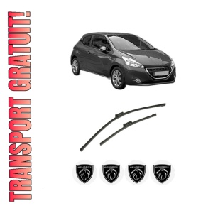 Set stergatoare auto PEUGEOT 208 Hatchback Van (CR_) din 2013-2019, pentru parbriz auto, 2 bucati, Bosch Aerotwin, din cauciuc siliconat rezistent, 4 Stickere Auto PEUGEOT
