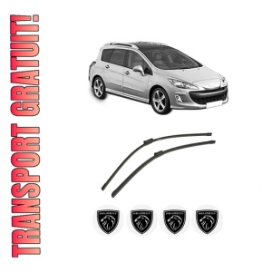 Set stergatoare auto PEUGEOT 308 SW I (4E_, 4H_) din 2007-2014, pentru parbriz auto, 2 bucati, Bosch Aerotwin, din cauciuc siliconat rezistent, 4 Stickere Auto PEUGEOT