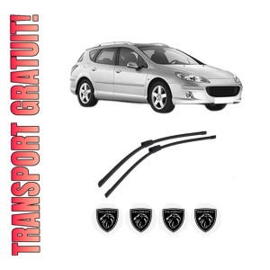 Set stergatoare auto PEUGEOT 407 SW (6E_, 6D_) din 2004-2010, pentru parbriz auto, 2 bucati, Bosch Aerotwin Multi, din cauciuc siliconat rezistent, 4 Stickere Auto PEUGEOT