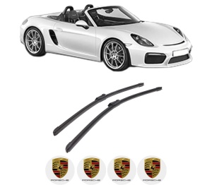 Set stergatoare auto PORSCHE CAYMAN (981) din 2013-2016, pentru parbriz auto, 2 bucati, Bosch Aerotwin, din cauciuc siliconat rezistent, 4 Stickere Auto PORSCHE - Img 2