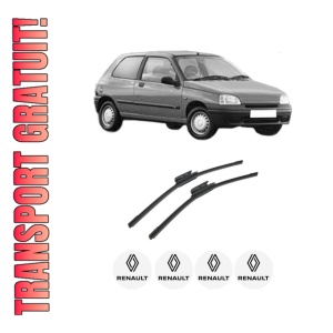 Set stergatoare auto RENAULT CLIO II Hatchback Van (SB0/1/2_) din 1998-2010, pentru parbriz auto, 2 bucati, Bosch Aerotwin, din cauciuc siliconat rezistent, 4 Stickere Auto RENAULT