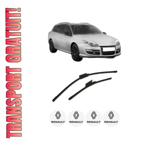 Set stergatoare auto RENAULT LAGUNA III Grandtour (KT0/1) din 2007-2015, pentru parbriz auto, 2 bucati, Bosch Aerotwin, din cauciuc siliconat rezistent, 4 Stickere Auto RENAULT