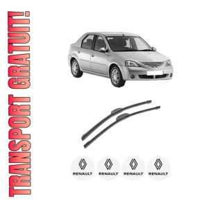 Set stergatoare auto RENAULT LOGAN I (LS_) din 2004-2015, pentru parbriz auto, 2 bucati, Bosch Aerotwin Retrofit, din cauciuc siliconat rezistent, 4 Stickere Auto RENAULT