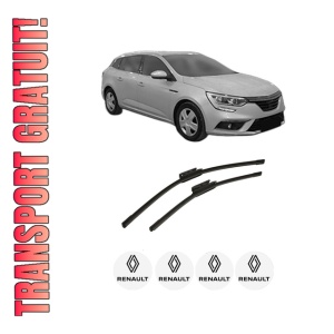 Set stergatoare auto RENAULT MEGANE IV Grandtour (K9A/M/N_) din 2016-2021, pentru parbriz auto, 2 bucati, Bosch Aerotwin, din cauciuc siliconat rezistent, 4 Stickere Auto RENAULT