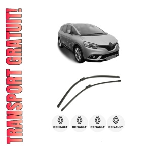 Set stergatoare auto RENAULT SCENIC IV (J9_) din 2016-2022, pentru parbriz auto, 2 bucati, Bosch Aerotwin, din cauciuc siliconat rezistent, 4 Stickere Auto RENAULT