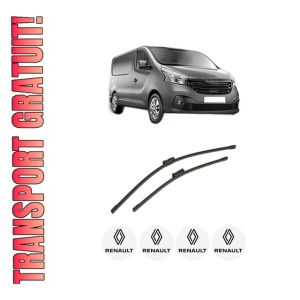 Set stergatoare auto RENAULT TRAFIC III Van (FG_) din 2014-2023, pentru parbriz auto, 2 bucati, Bosch Aerotwin, din cauciuc siliconat rezistent, 4 Stickere Auto RENAULT