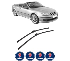 Set stergatoare auto SAAB 9-3 Convertible (YS3F) din 2003-2015, pentru parbriz auto, 2 bucati, Bosch Aerotwin, din cauciuc siliconat rezistent, 4 Stickere Auto SAAB - Img 2