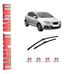 Set stergatoare auto SEAT IBIZA IV (6J5, 6P1) din 2008-2017, pentru parbriz auto, 2 bucati, Bosch Aerotwin, din cauciuc siliconat rezistent, 4 Stickere Auto SEAT