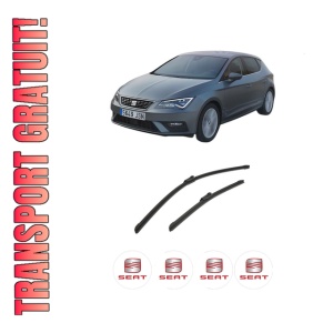 Set stergatoare auto SEAT LEON Hatchback Van (5F1) din 2017-2018, pentru parbriz auto, 2 bucati, Bosch Aerotwin, din cauciuc siliconat rezistent, 4 Stickere Auto SEAT