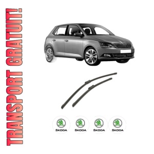 Set stergatoare auto SKODA FABIA IV (PJ3) din 2021-2024, pentru parbriz auto, 2 bucati, Bosch Aerotwin, din cauciuc siliconat rezistent, 4 Stickere Auto SKODA