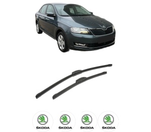 Set stergatoare auto SKODA RAPID (NH3, NK3, NK6) din 2012-2022, pentru parbriz auto, 2 bucati, Bosch Aerotwin Retrofit, din cauciuc siliconat rezistent, 4 Stickere Auto SKODA - Img 2