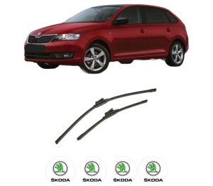 Set stergatoare auto SKODA RAPID Spaceback (NH1) din 2012-2019, pentru parbriz auto, 2 bucati, Bosch Aerotwin, din cauciuc siliconat rezistent, 4 Stickere Auto SKODA - Img 2