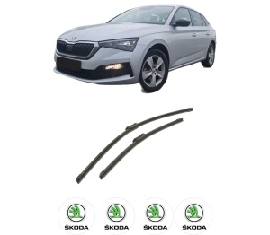 Set stergatoare auto SKODA SCALA (NW1) din 2019-2020, pentru parbriz auto, 2 bucati, Bosch Aerotwin, din cauciuc siliconat rezistent, 4 Stickere Auto SKODA - Img 2